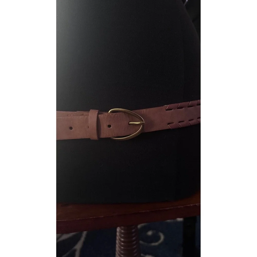 Jessica Simpson Womens XL 34-38 Waist Brown Faux Leather Stitch‎ Detail Belt